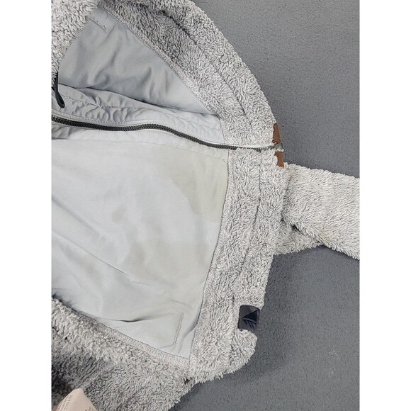 LL Bean Sherpa Fleece Jacket Womens XL Gray Full Zip Suede Trim Pockets Lined - Picture 10 of 14